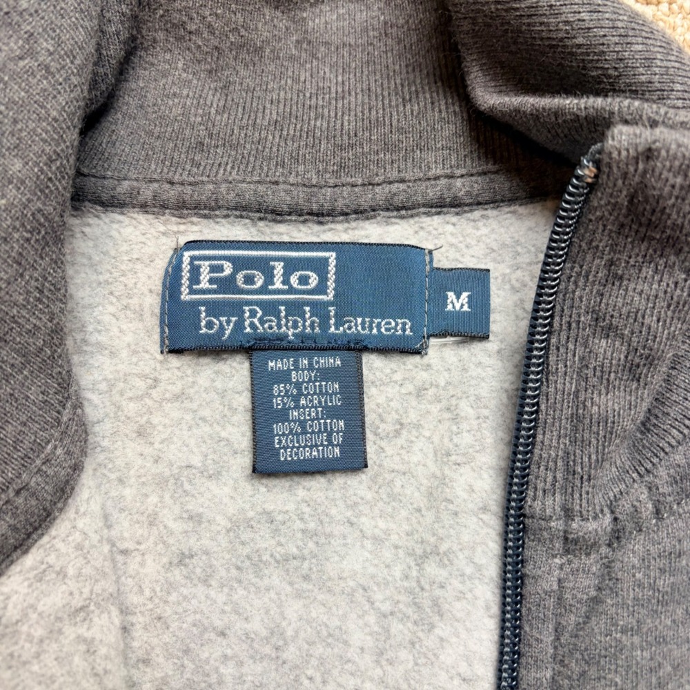 Polo Ralph Lauren Y2K Gray Track Jacket Side Stripe Full Zip Fleece Medium - Picture 2 of 4